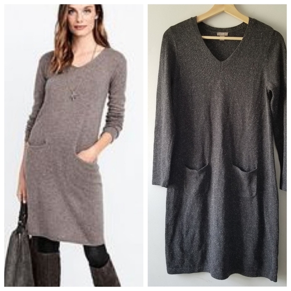 J. Jill Dresses & Skirts - J Jill Speckled Gray Silk Cotton Sweater Dress SP